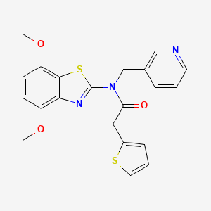 molecular formula C21H19N3O3S2 B2515948 N-(4,7-dimethoxybenzo[d]thiazol-2-yl)-N-(pyridin-3-ylmethyl)-2-(thiophen-2-yl)acetamide CAS No. 921864-00-8