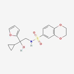 molecular formula C17H19NO6S B2515985 N-[2-cyclopropyl-2-(furan-2-yl)-2-hydroxyethyl]-2,3-dihydro-1,4-benzodioxine-6-sulfonamide CAS No. 1396794-22-1