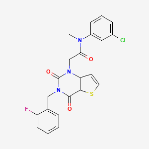 molecular formula C22H17ClFN3O3S B2516034 N-(3-chlorophenyl)-2-{3-[(2-fluorophenyl)methyl]-2,4-dioxo-1H,2H,3H,4H-thieno[3,2-d]pyrimidin-1-yl}-N-methylacetamide CAS No. 1252911-00-4