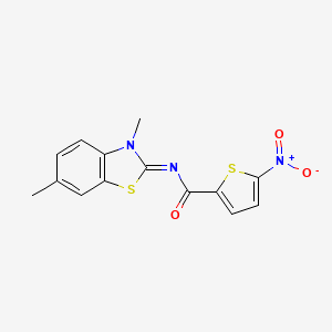 molecular formula C14H11N3O3S2 B2516066 N-[(2E)-3,6-dimethyl-2,3-dihydro-1,3-benzothiazol-2-ylidene]-5-nitrothiophene-2-carboxamide CAS No. 477511-58-3
