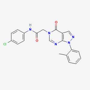 molecular formula C20H16ClN5O2 B2516094 N-(4-chlorophenyl)-2-[1-(2-methylphenyl)-4-oxo-1H,4H,5H-pyrazolo[3,4-d]pyrimidin-5-yl]acetamide CAS No. 895014-10-5