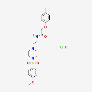molecular formula C22H30ClN3O5S B2516132 N-(2-(4-((4-methoxyphenyl)sulfonyl)piperazin-1-yl)ethyl)-2-(p-tolyloxy)acetamide hydrochloride CAS No. 1185051-51-7