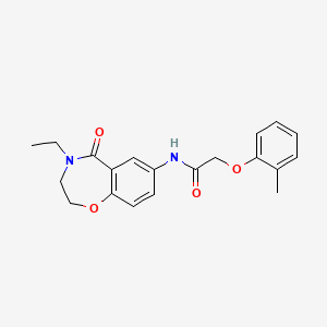 molecular formula C20H22N2O4 B2516151 N-(4-ethyl-5-oxo-2,3,4,5-tetrahydro-1,4-benzoxazepin-7-yl)-2-(2-methylphenoxy)acetamide CAS No. 922001-75-0
