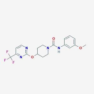 molecular formula C18H19F3N4O3 B2516166 N-(3-methoxyphenyl)-4-{[4-(trifluoromethyl)pyrimidin-2-yl]oxy}piperidine-1-carboxamide CAS No. 2380166-96-9