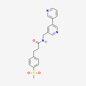 molecular formula C21H21N3O3S B2516168 N-([3,3'-bipyridin]-5-ylmethyl)-3-(4-(methylsulfonyl)phenyl)propanamide CAS No. 2191216-50-7