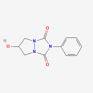 molecular formula C11H11N3O3 B2516196 6-hydroxy-2-phenyldihydro-1H,5H-pyrazolo[1,2-a][1,2,4]triazole-1,3(2H)-dione CAS No. 696656-68-5