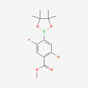 molecular formula C14H17BBrFO4 B2516204 Methyl 2-bromo-5-fluoro-4-(4,4,5,5-tetramethyl-1,3,2-dioxaborolan-2-yl)benzoate CAS No. 2096331-46-1