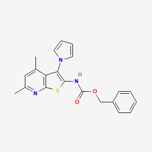 molecular formula C21H19N3O2S B2516206 benzyl N-[4,6-dimethyl-3-(1H-pyrrol-1-yl)thieno[2,3-b]pyridin-2-yl]carbamate CAS No. 334968-15-9