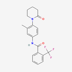 molecular formula C20H19F3N2O2 B2516207 N-[3-methyl-4-(2-oxopiperidin-1-yl)phenyl]-2-(trifluoromethyl)benzamide CAS No. 941918-62-3