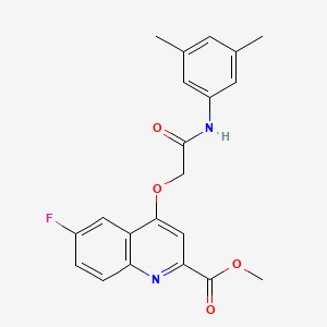 molecular formula C21H19FN2O4 B2516208 Methyl 4-{[(3,5-dimethylphenyl)carbamoyl]methoxy}-6-fluoroquinoline-2-carboxylate CAS No. 1359415-88-5