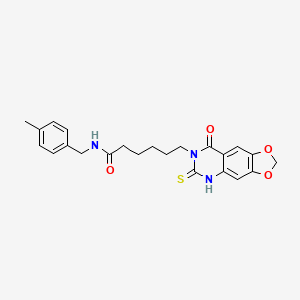 molecular formula C23H25N3O4S B2516216 N-[(4-methylphenyl)methyl]-6-(8-oxo-6-sulfanylidene-5H-[1,3]dioxolo[4,5-g]quinazolin-7-yl)hexanamide CAS No. 688053-74-9