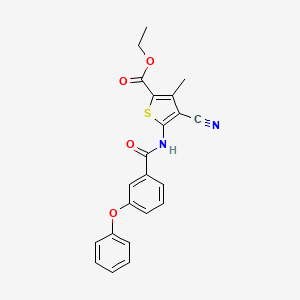 molecular formula C22H18N2O4S B2516222 Ethyl 4-cyano-3-methyl-5-(3-phenoxybenzamido)thiophene-2-carboxylate CAS No. 896323-22-1