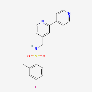 molecular formula C18H16FN3O2S B2516228 N-([2,4'-bipyridin]-4-ylmethyl)-4-fluoro-2-methylbenzenesulfonamide CAS No. 2034306-14-2