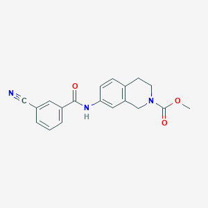 molecular formula C19H17N3O3 B2516229 methyl 7-(3-cyanobenzamido)-3,4-dihydroisoquinoline-2(1H)-carboxylate CAS No. 1448078-73-6