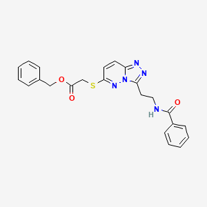 molecular formula C23H21N5O3S B2516269 Benzyl 2-((3-(2-benzamidoethyl)-[1,2,4]triazolo[4,3-b]pyridazin-6-yl)thio)acetate CAS No. 872994-49-5