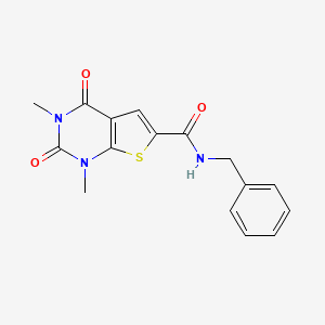 molecular formula C16H15N3O3S B2516277 N-benzyl-1,3-dimethyl-2,4-dioxo-1,2,3,4-tetrahydrothieno[2,3-d]pyrimidine-6-carboxamide CAS No. 946257-25-6