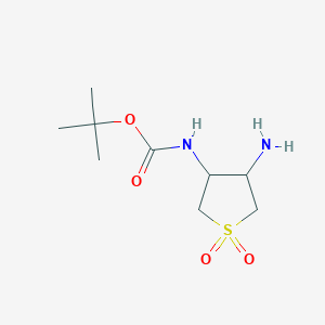molecular formula C9H18N2O4S B2516278 tert-butylN-(4-amino-1,1-dioxo-1lambda6-thiolan-3-yl)carbamate,Mixtureofdiastereomers CAS No. 1780622-49-2