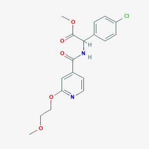 molecular formula C18H19ClN2O5 B2516316 Methyl 2-(4-chlorophenyl)-2-(2-(2-methoxyethoxy)isonicotinamido)acetate CAS No. 2034204-07-2