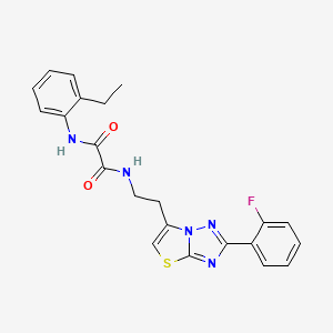 molecular formula C22H20FN5O2S B2516368 N'-(2-ethylphenyl)-N-{2-[2-(2-fluorophenyl)-[1,2,4]triazolo[3,2-b][1,3]thiazol-6-yl]ethyl}ethanediamide CAS No. 895794-42-0