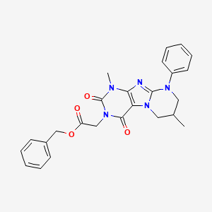 molecular formula C25H25N5O4 B2516374 benzyl 2-{1,7-dimethyl-2,4-dioxo-9-phenyl-1H,2H,3H,4H,6H,7H,8H,9H-pyrimido[1,2-g]purin-3-yl}acetate CAS No. 848682-96-2