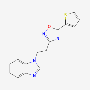 molecular formula C15H12N4OS B2516409 1-{2-[5-(thiophen-2-yl)-1,2,4-oxadiazol-3-yl]ethyl}-1H-benzimidazole CAS No. 1225150-40-2