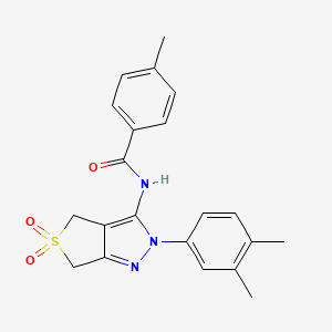 molecular formula C21H21N3O3S B2516418 N-(2-(3,4-dimethylphenyl)-5,5-dioxido-4,6-dihydro-2H-thieno[3,4-c]pyrazol-3-yl)-4-methylbenzamide CAS No. 681267-34-5