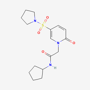 molecular formula C16H23N3O4S B2516419 N-cyclopentyl-2-(2-oxo-5-(pyrrolidin-1-ylsulfonyl)pyridin-1(2H)-yl)acetamide CAS No. 1251619-69-8