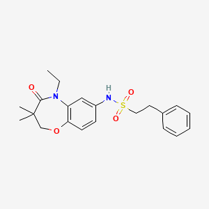 molecular formula C21H26N2O4S B2516431 N-(5-ethyl-3,3-dimethyl-4-oxo-2,3,4,5-tetrahydrobenzo[b][1,4]oxazepin-7-yl)-2-phenylethanesulfonamide CAS No. 922023-95-8