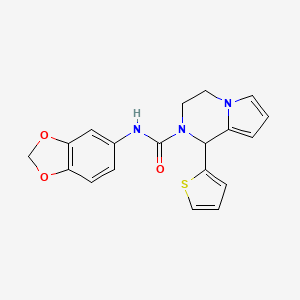 molecular formula C19H17N3O3S B2516471 N-(benzo[d][1,3]dioxol-5-yl)-1-(thiophen-2-yl)-3,4-dihydropyrrolo[1,2-a]pyrazine-2(1H)-carboxamide CAS No. 900003-64-7