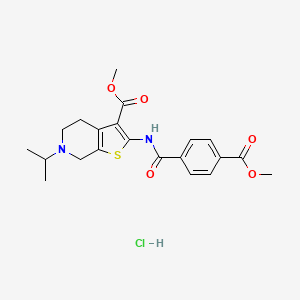 molecular formula C21H25ClN2O5S B2516503 methyl 2-[4-(methoxycarbonyl)benzamido]-6-(propan-2-yl)-4H,5H,6H,7H-thieno[2,3-c]pyridine-3-carboxylate hydrochloride CAS No. 1216900-90-1