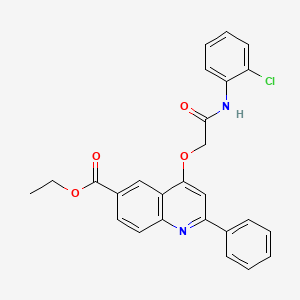 molecular formula C26H21ClN2O4 B2516506 ethyl 4-{[(2-chlorophenyl)carbamoyl]methoxy}-2-phenylquinoline-6-carboxylate CAS No. 1114835-47-0