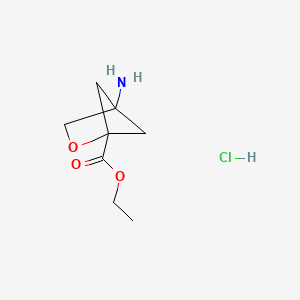molecular formula C8H14ClNO3 B2516508 Ethyl 4-amino-2-oxabicyclo[2.1.1]hexane-1-carboxylate hydrochloride CAS No. 2375259-76-8