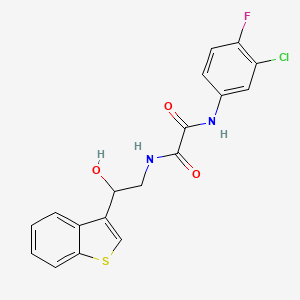 molecular formula C18H14ClFN2O3S B2516568 N-[2-(1-benzothiophen-3-yl)-2-hydroxyethyl]-N'-(3-chloro-4-fluorophenyl)ethanediamide CAS No. 2034439-79-5