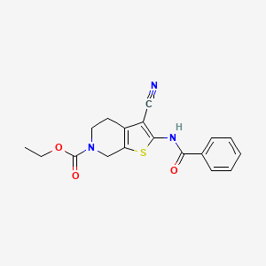 molecular formula C18H17N3O3S B2516581 ethyl 2-benzamido-3-cyano-4,5-dihydrothieno[2,3-c]pyridine-6(7H)-carboxylate CAS No. 864926-89-6