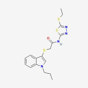 molecular formula C17H20N4OS3 B2516610 N-(5-(ethylthio)-1,3,4-thiadiazol-2-yl)-2-((1-propyl-1H-indol-3-yl)thio)acetamide CAS No. 450350-85-3
