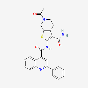 B2516633 6-Acetyl-2-(2-phenylquinoline-4-carboxamido)-4,5,6,7-tetrahydrothieno[2,3-c]pyridine-3-carboxamide CAS No. 864927-74-2