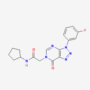 molecular formula C17H17FN6O2 B2516654 N-cyclopentyl-2-[3-(3-fluorophenyl)-7-oxo-3H,6H,7H-[1,2,3]triazolo[4,5-d]pyrimidin-6-yl]acetamide CAS No. 872590-55-1