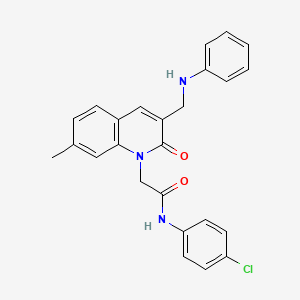 molecular formula C25H22ClN3O2 B2516675 N-(4-chlorophenyl)-2-{7-methyl-2-oxo-3-[(phenylamino)methyl]-1,2-dihydroquinolin-1-yl}acetamide CAS No. 893790-84-6