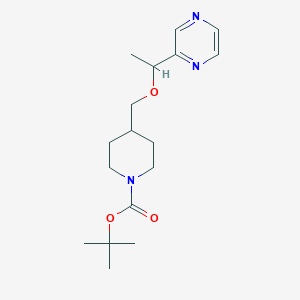 molecular formula C17H27N3O3 B2516692 tert-Butyl 4-((1-(pyrazin-2-yl)ethoxy)methyl)piperidine-1-carboxylate CAS No. 1289385-77-8