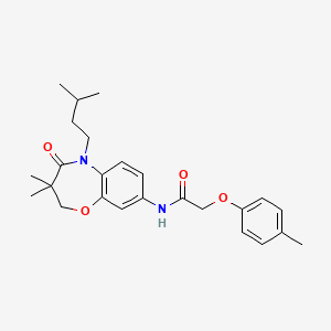 molecular formula C25H32N2O4 B2516700 N-(5-isopentyl-3,3-dimethyl-4-oxo-2,3,4,5-tetrahydrobenzo[b][1,4]oxazepin-8-yl)-2-(p-tolyloxy)acetamide CAS No. 921586-04-1