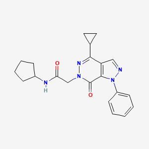 molecular formula C21H23N5O2 B2516718 N-cyclopentyl-2-{4-cyclopropyl-7-oxo-1-phenyl-1H,6H,7H-pyrazolo[3,4-d]pyridazin-6-yl}acetamide CAS No. 1105225-23-7