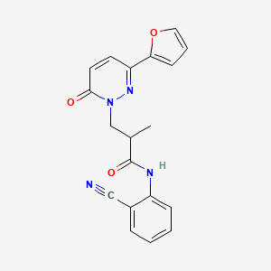 molecular formula C19H16N4O3 B2516737 N-(2-cyanophenyl)-3-(3-(furan-2-yl)-6-oxopyridazin-1(6H)-yl)-2-methylpropanamide CAS No. 1286697-56-0