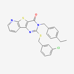 molecular formula C25H20ClN3OS2 B2516743 2-((3-氯苄基)硫代)-3-(4-乙基苄基)吡啶并[3',2':4,5]噻吩并[3,2-d]嘧啶-4(3H)-酮 CAS No. 1223917-47-2