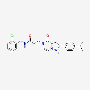 molecular formula C25H25ClN4O2 B2516747 N-[(2-chlorophenyl)methyl]-3-{4-oxo-2-[4-(propan-2-yl)phenyl]-4H,5H-pyrazolo[1,5-a]pyrazin-5-yl}propanamide CAS No. 1326909-63-0