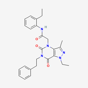 molecular formula C26H29N5O3 B2516760 2-(1-ethyl-3-methyl-5,7-dioxo-6-phenethyl-6,7-dihydro-1H-pyrazolo[4,3-d]pyrimidin-4(5H)-yl)-N-(2-ethylphenyl)acetamide CAS No. 1358584-19-6