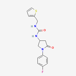 molecular formula C16H16FN3O2S B2516762 1-(1-(4-氟苯基)-5-氧代吡咯烷-3-基)-3-(噻吩-2-基甲基)脲 CAS No. 891106-70-0