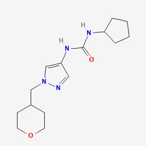 molecular formula C15H24N4O2 B2516763 1-cyclopentyl-3-(1-((tetrahydro-2H-pyran-4-yl)methyl)-1H-pyrazol-4-yl)urea CAS No. 1706275-51-5