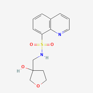 molecular formula C14H16N2O4S B2516769 N-[(3-hydroxyoxolan-3-yl)methyl]quinoline-8-sulfonamide CAS No. 2034202-27-0