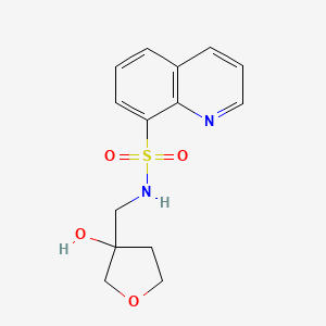molecular formula C14H16N2O4S B2516769 N-((3-hydroxytetrahydrofuran-3-yl)methyl)quinoline-8-sulfonamide CAS No. 2034202-27-0
