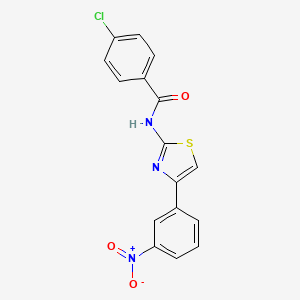molecular formula C16H10ClN3O3S B2516773 4-chloro-N-[4-(3-nitrophenyl)-1,3-thiazol-2-yl]benzamide CAS No. 307533-47-7